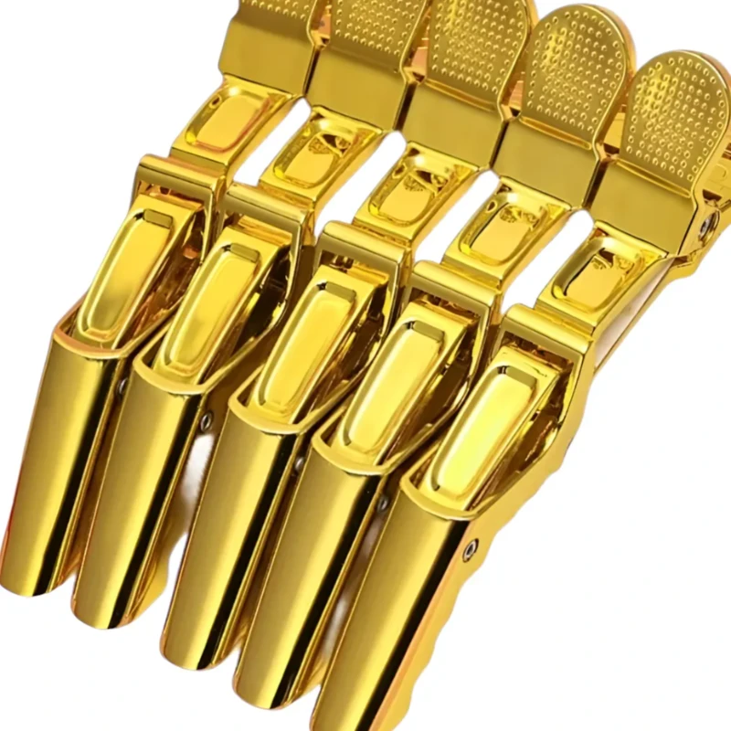 Broches cocodrilo dorados x3