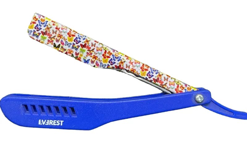 navaja everest estampada azul con  mariposa
